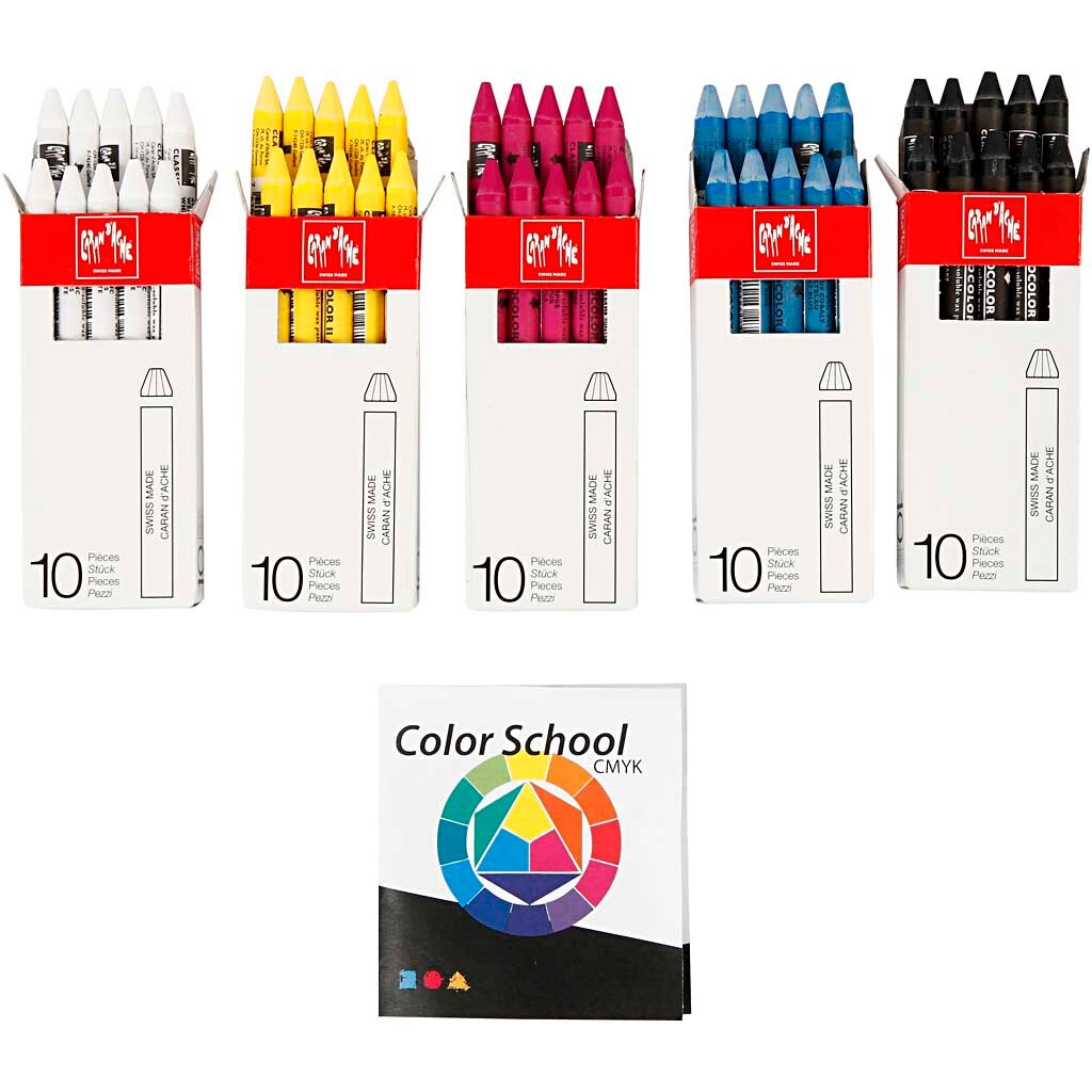 Set creioane cerate, Caran d'Ache, Neocolor II, 5 x 10 bucati, 10 cm, Multicolor