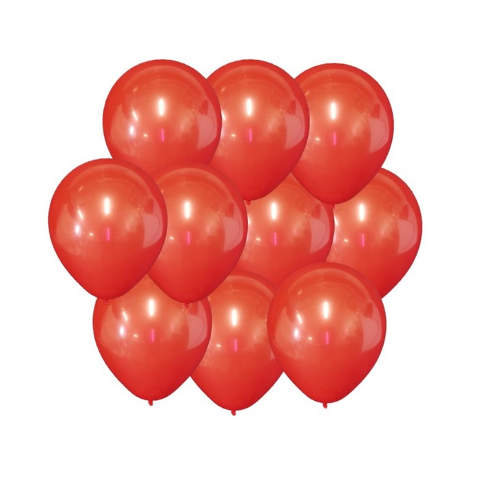Комплект от 10 червени латексови балона 28 см