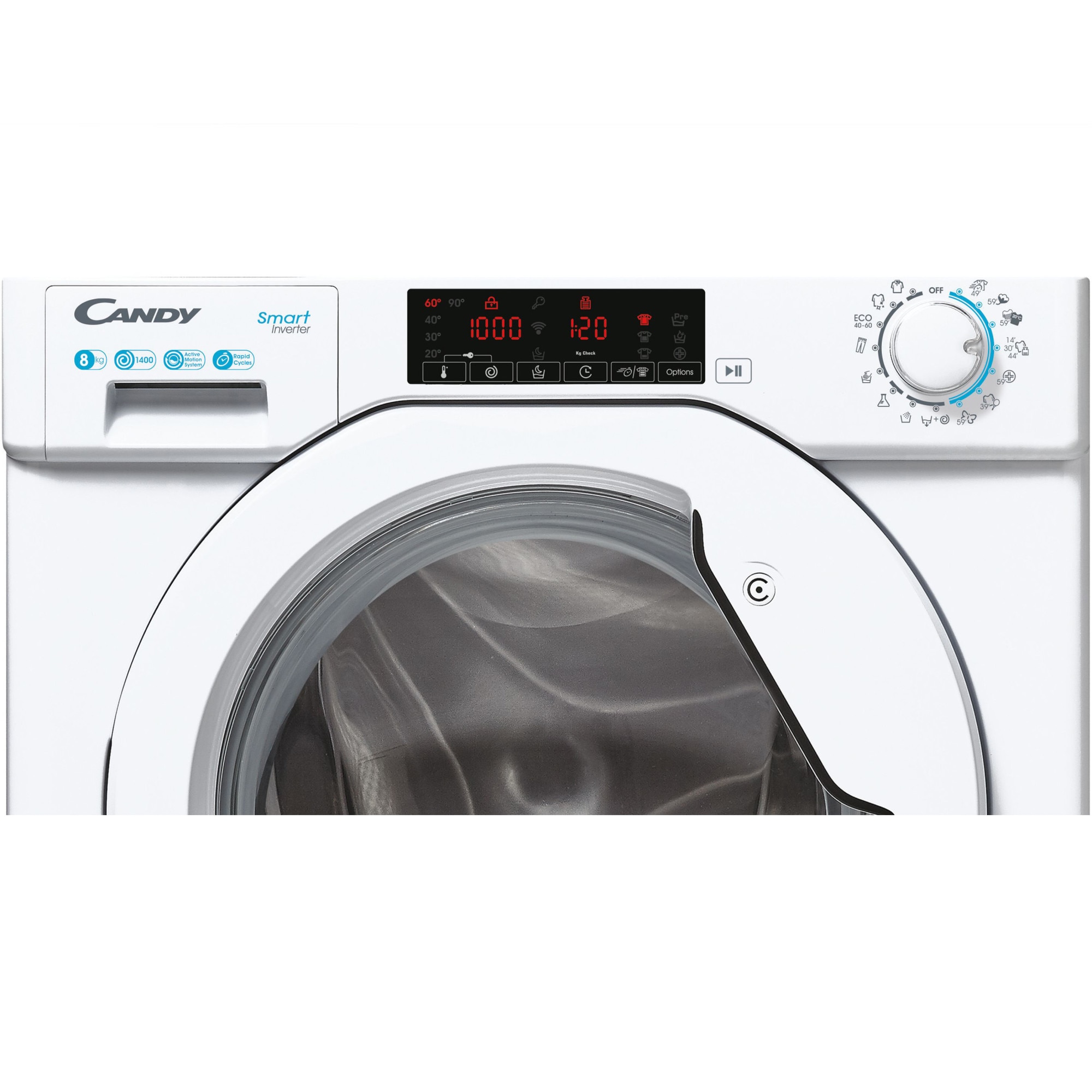 Masina de spalat rufe incorporabila Candy CBW 48TWME-S, 8 kg, 1400 rpm, Clasa A, Motor Inverter, Mix Power Systems, Active motion Systems