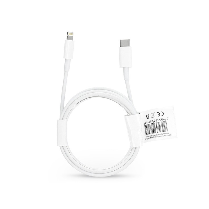 USB Type-C - Lightning adat- és töltőkábel 2 m-es vezetékkel - C973 PD 18W Cable for Lightning - 2A - fehér - ECO csomagolás