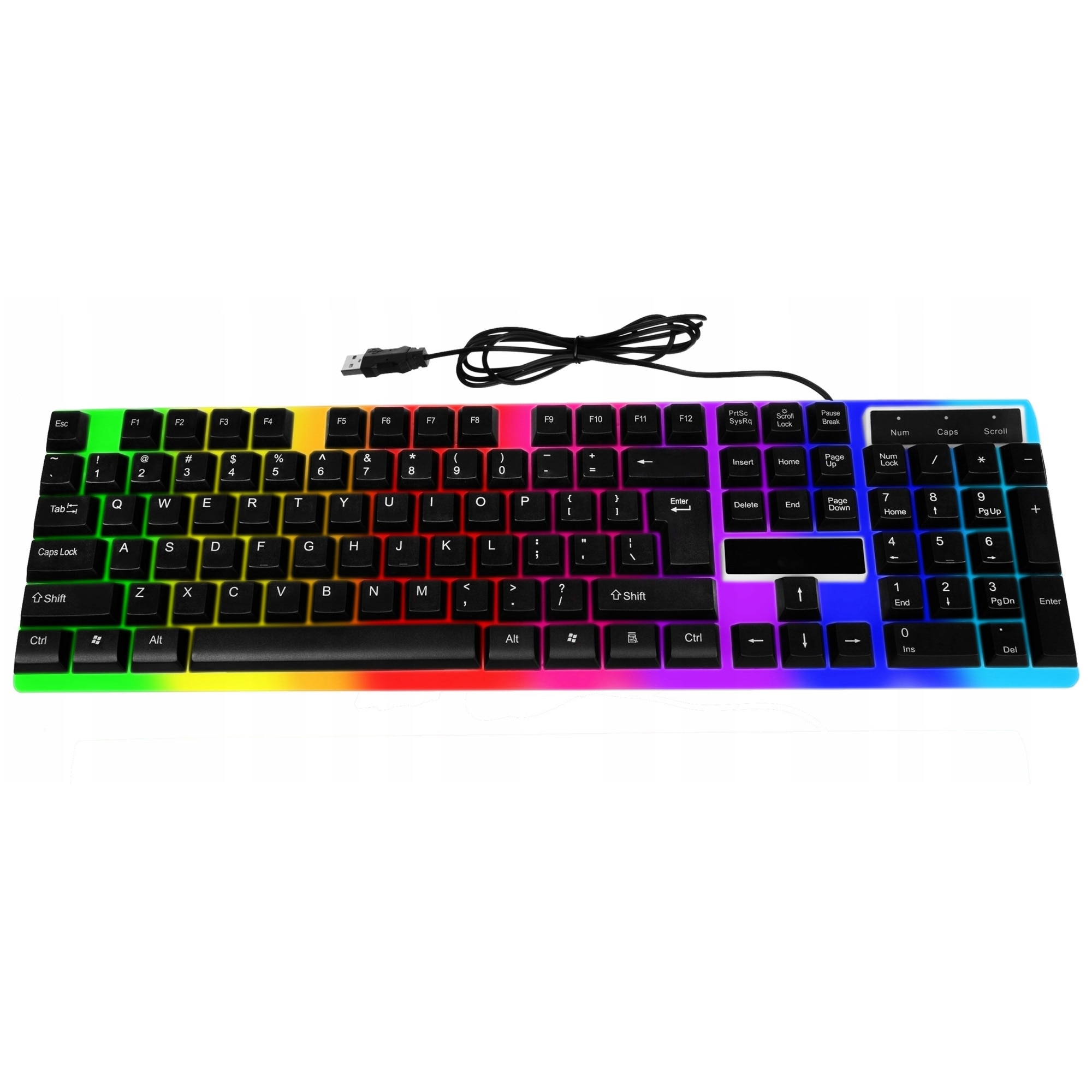 Tastatura gaming, Zola, cu led, iluminare rainbow, 42.5x13 cm eMAG.ro