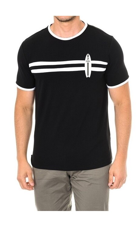 Tricou , Karl Lagerfeld , Regular fit , KL19MTS02, Negru
