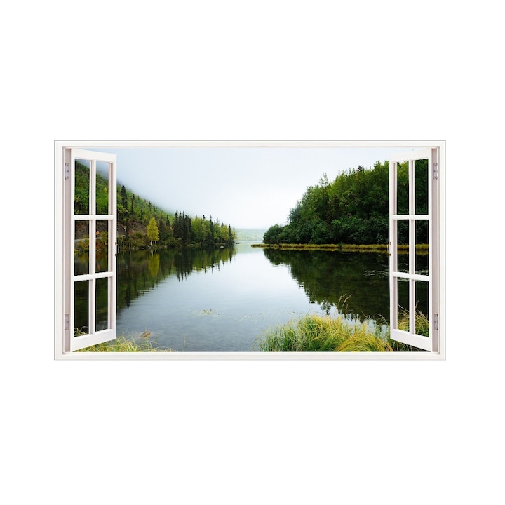 BV dekoratív matrica, 3D ablak, tó, 85 cm, 558STK