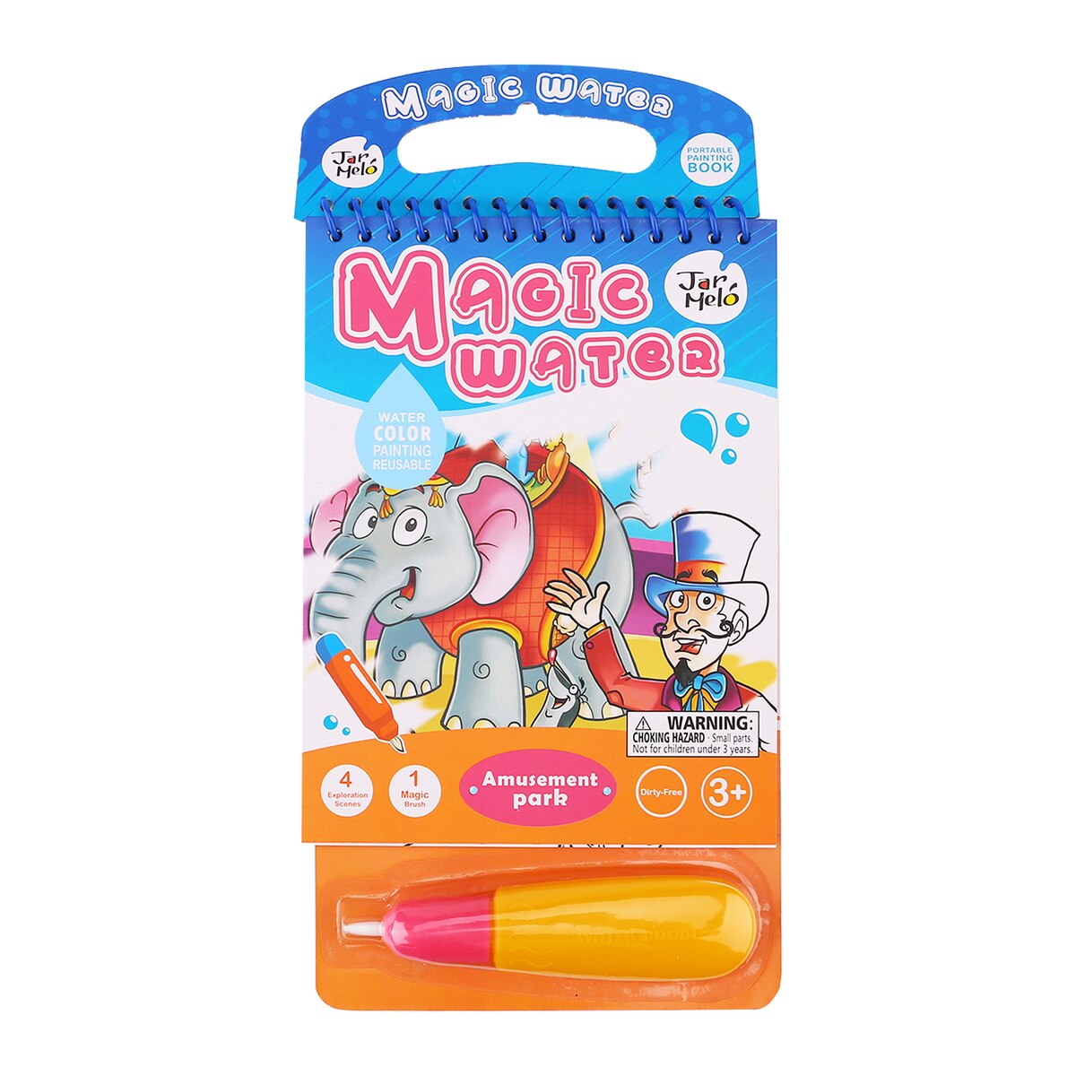 Set Carte de activitati si colorat cu apa Imaginarium Magic Water Colouring Pad- Amusement Park cu marker special inclus, imagini din parcul de distractii