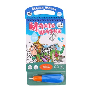 Set Carte de activitati si colorat cu apa Imaginarium Magic Water Colouring Pad - Animal Kingdom cu marker special inclus, imagini de animale salbatice Set Carte de activitati si colorat cu apa Imaginarium Magic Water Colouring Pad - Animal Kingdom cu marker special inclus, imagini de animale salbatice