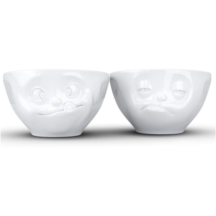 Set 2 boluri FiftyEight, 21.6x17.1x7.6 cm, 11.7 cm, 200 ml, Portelan, Alb