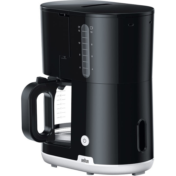 Кафемашина Braun KF1100BK, 1000 W, Стъклена гарафа, Капацитет 1.38 л, Въртящ се филтър, Система против капене, Автоматично изключване, Черен