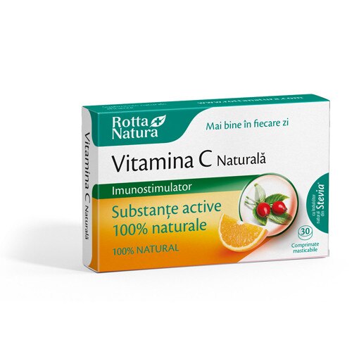 Supliment alimentar Vitamina C naturala, Rotta Natura, 30 comprimate masticabile