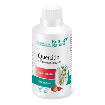 Supliment alimentar Quercitin + Vitamina C naturala, Rotta Natura, 90 capsule Supliment alimentar Quercitin + Vitamina C naturala, Rotta Natura, 90 capsule