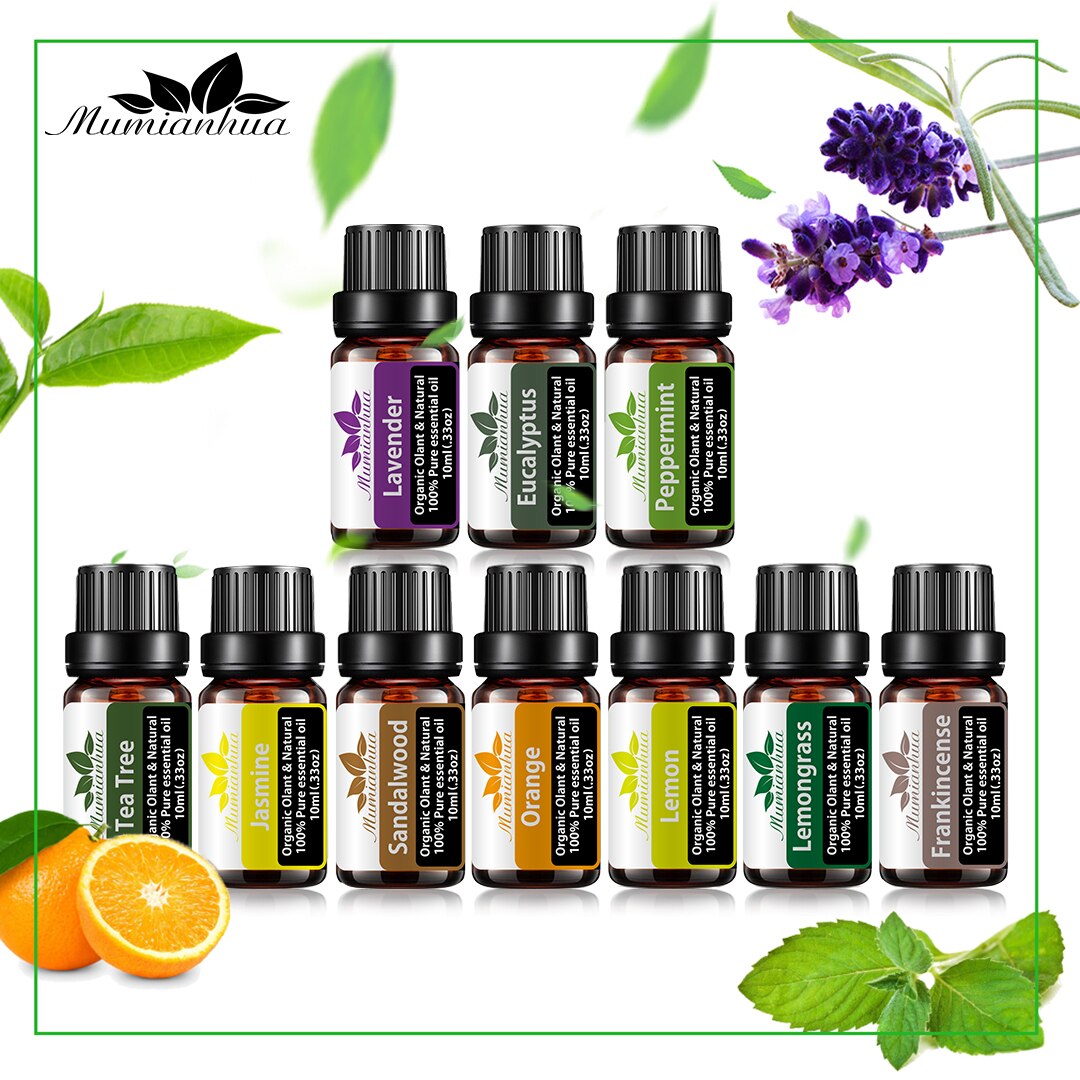 Set 10 Uleiuri Esentiale Lavanda Eucalipt Menta Tea Tree Iasomie Santal Portocala 1258