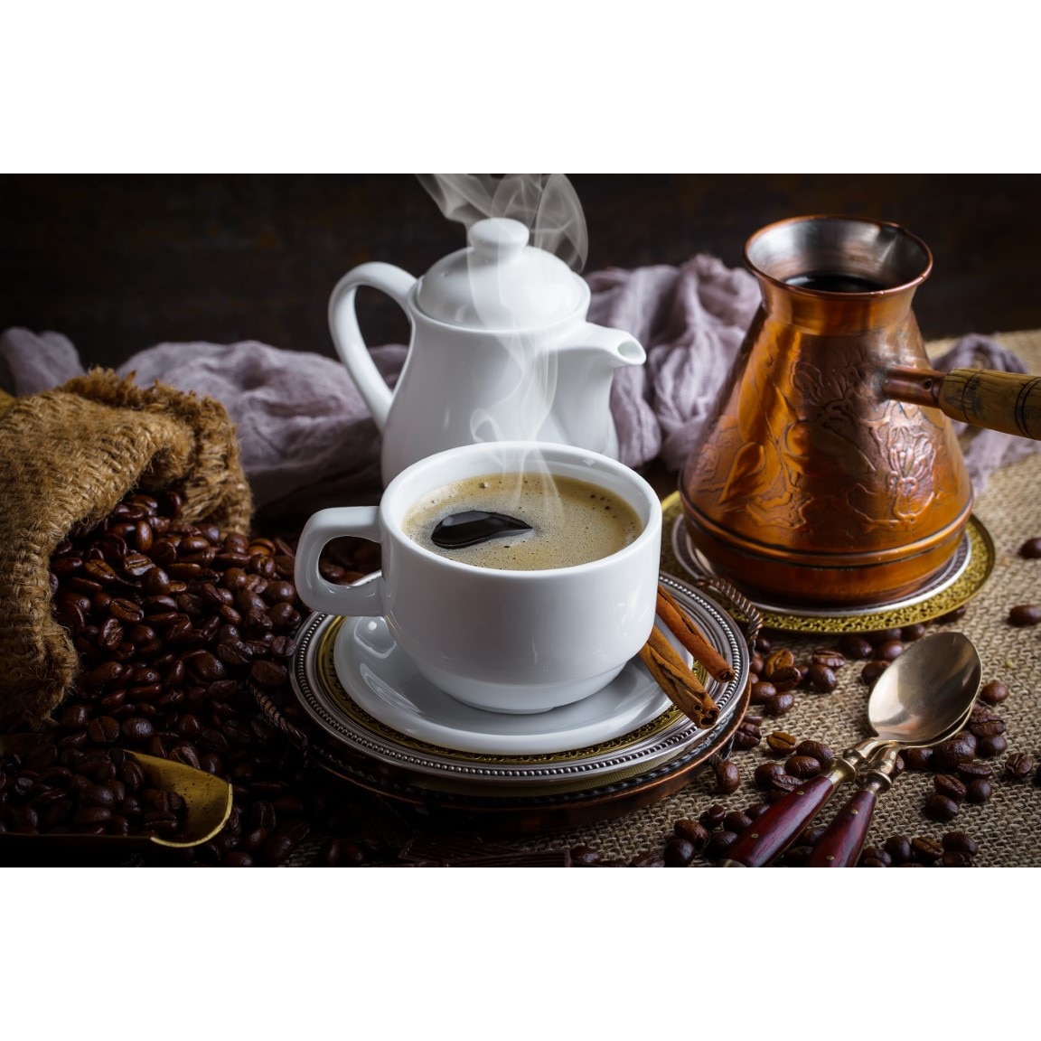 Tablou canvas Compozitie66 Cafea, aranjament rustic2, 75 x 50 cm