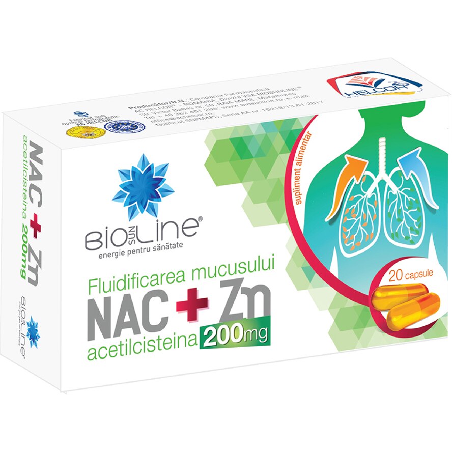 Supliment alimentar NAC+Zn 200 mg, BioSunLine, 20 capsule