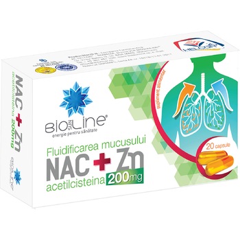 Supliment alimentar NAC+Zn 200 mg, BioSunLine, 20 capsule Supliment alimentar NAC+Zn 200 mg, BioSunLine, 20 capsule