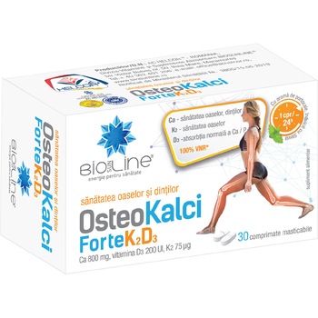 Supliment alimentar Osteo Kalci Forte K2D3, BioSunLine, 30 comprimate masticabile Supliment alimentar Osteo Kalci Forte K2D3, BioSunLine, 30 comprimate masticabile
