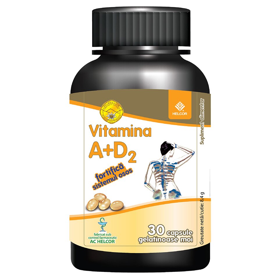 Supliment alimentar Vitamina A + D2, BioSunLine, 30 capsule gelatinoase