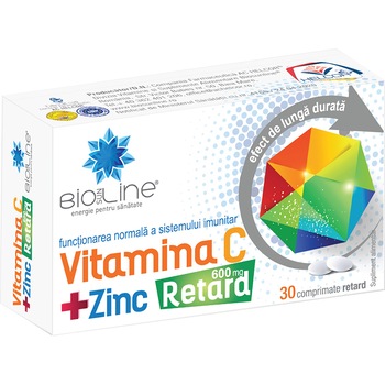Supliment alimentar Vitamina C 600 mg cu Zinc Retard, BioSunLine, 30 comprimate Supliment alimentar Vitamina C 600 mg cu Zinc Retard, BioSunLine, 30 comprimate