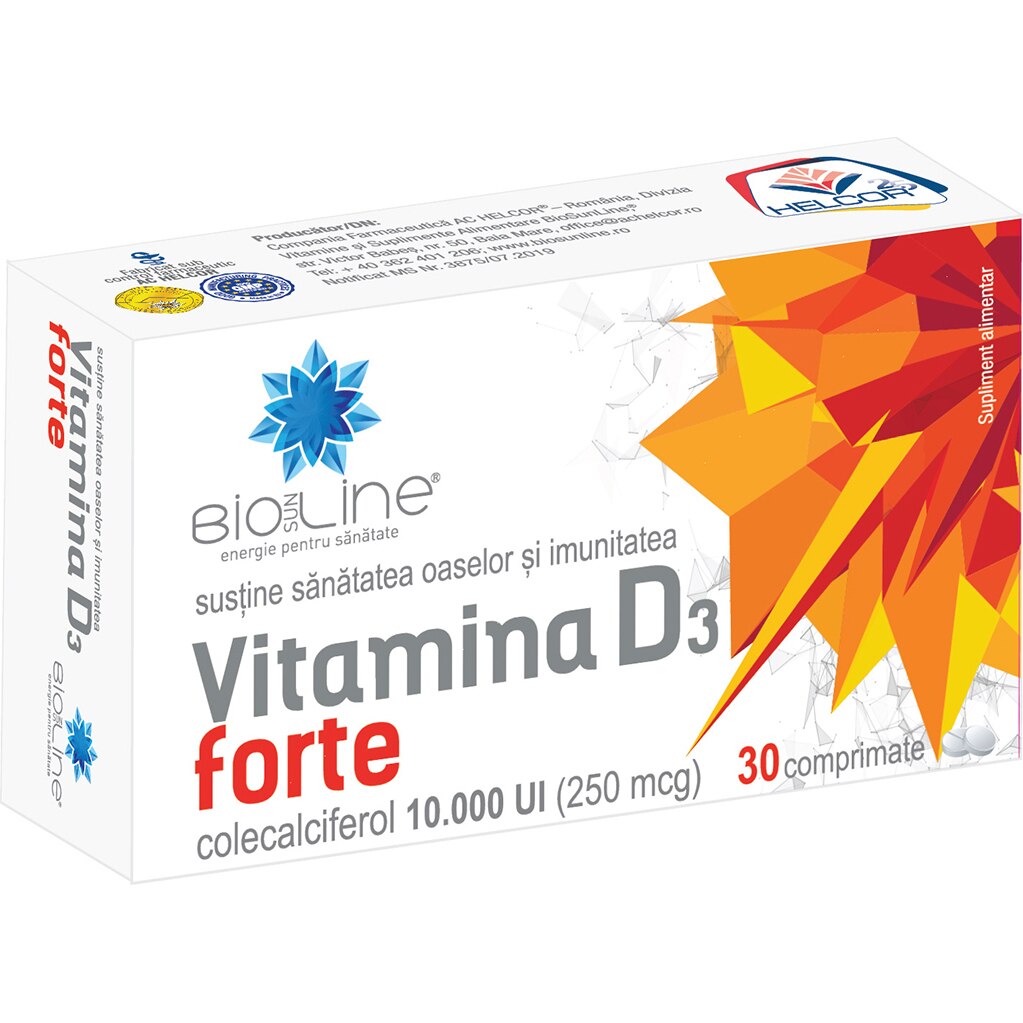 Supliment alimentar Vitamina D3 Forte, BioSunLine, 30 comprimate