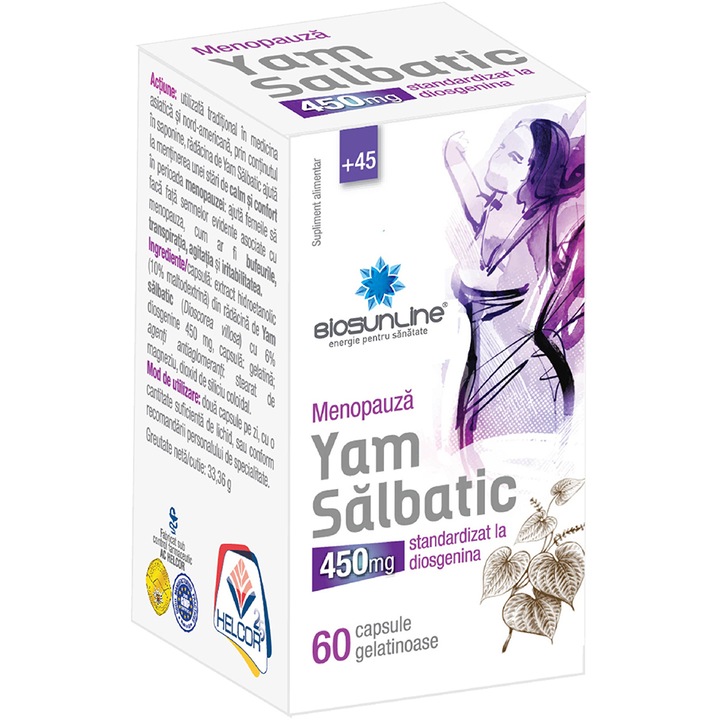 Supliment alimentar Yam salbatic 450 mg, BioSunLine, 60 capsule
