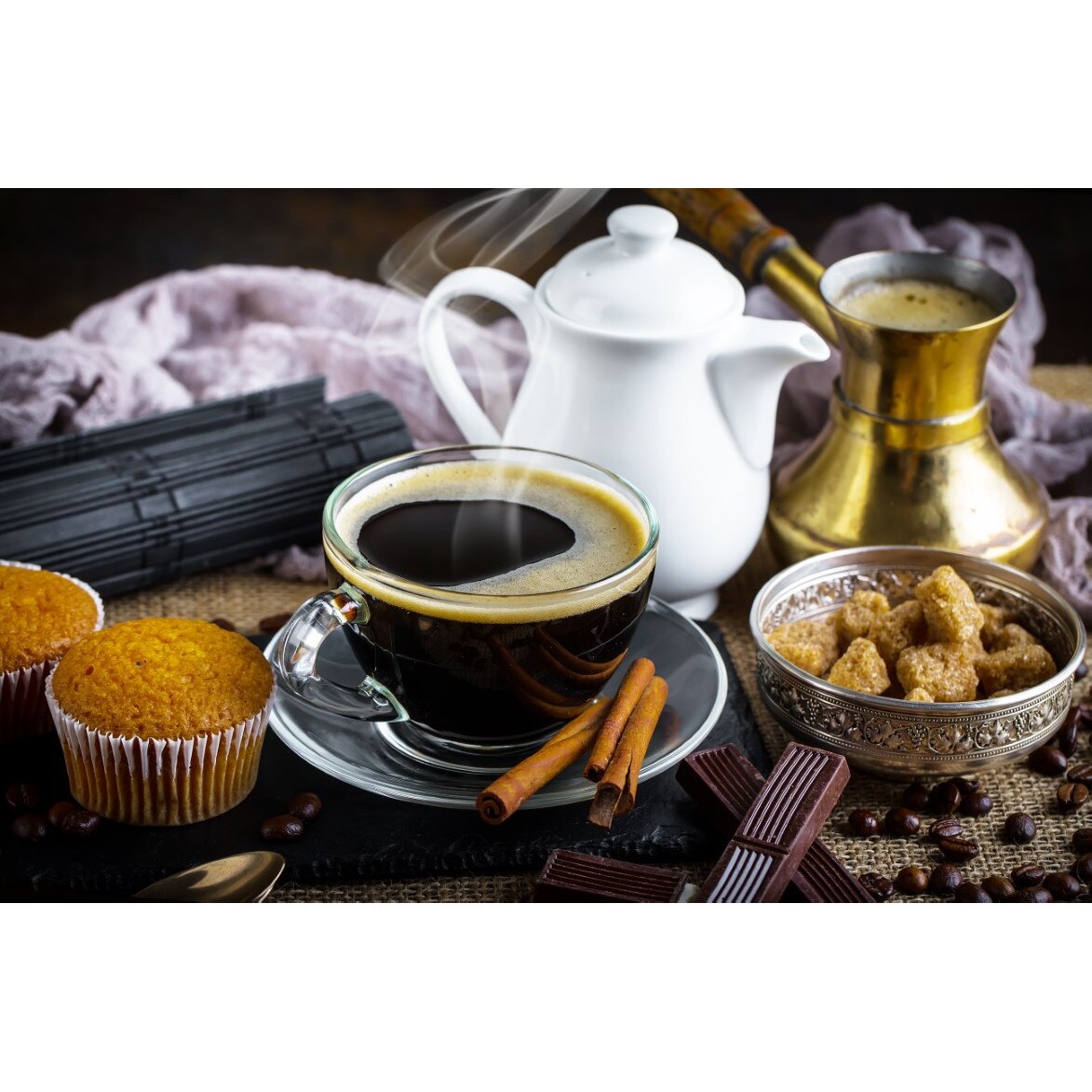 Tablou canvas Compozitie65 Cafea, aranjament rustic, 45 x 30 cm