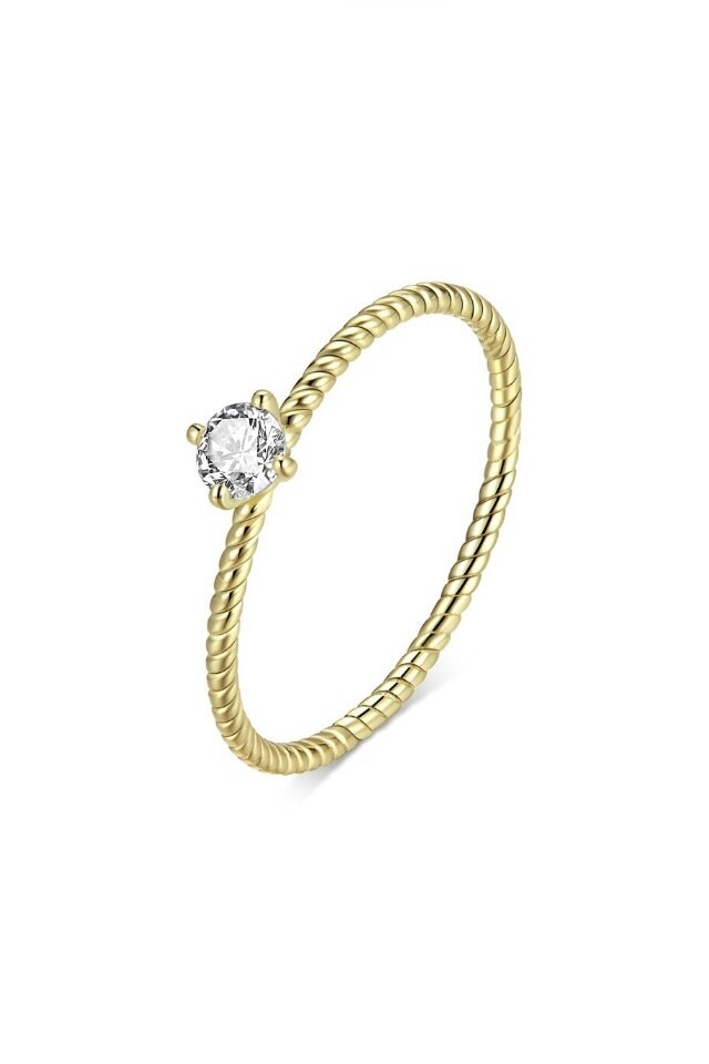 Inel din Argint 925 Timeless auriu cu piatra de zirconiu, cadou, aniversare, sarbatori, martisor