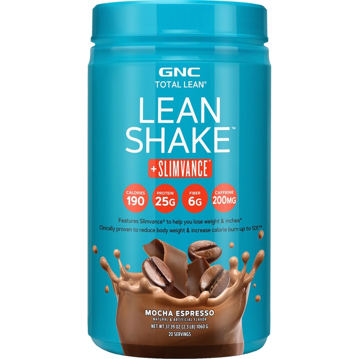 GNC Total Lean® Lean Shake™ + Slimvance®, Shake Proteic cu Slimvance, cu Aroma de Cafea, 1060 g