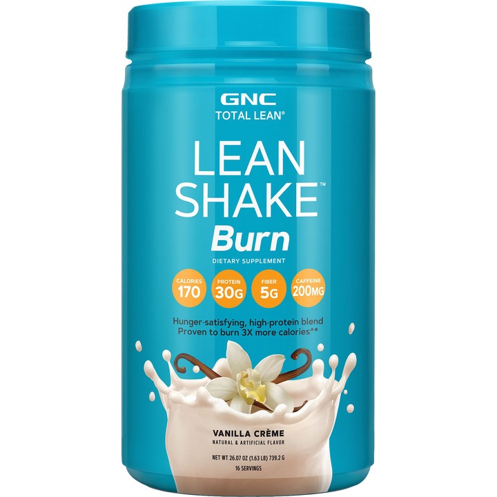 GNC Total Lean® Lean Shake™ Burn, Shake Proteic, cu Aroma de Vanilie, 739.2 g