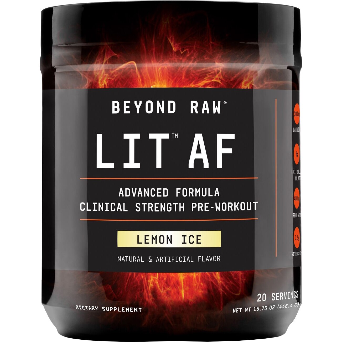 GNC Beyond Raw® LIT AF™, Formula Pre-Workout, Aroma de Lamaie, 446.4 g