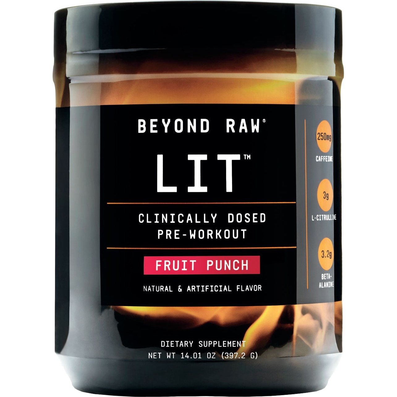 GNC Beyond Raw® LIT™, Formula Pre-Workout, cu Aroma de Fructe, 397.2 g