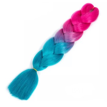 Extensii sintetice colorate de par pentru impletituri ombre Roz/Albastru 105 g 63 cm Extensii sintetice colorate de par pentru impletituri ombre Roz/Albastru 105 g 63 cm