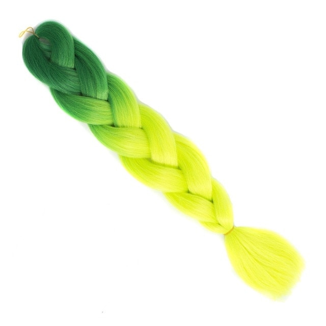 Extensii sintetice colorate de par pentru impletituri ombre verde/verde neon 105 g 63 cm