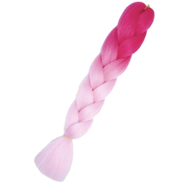 Extensii sintetice colorate de par pentru impletituri ombre roz/roz pastel 105 g 63 cm