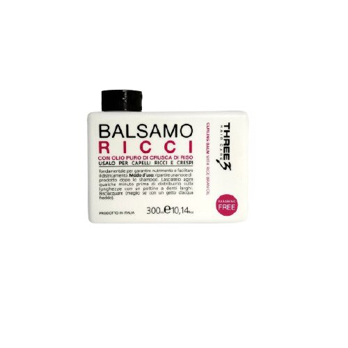 Balsam de par, Three, cu ulei de tarate de orez pentru par cret, 300 ml