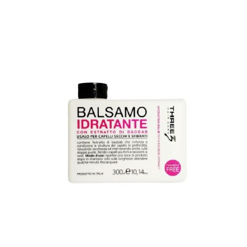 Balsam de par, Three, cu extract de baobab pentru par uscat si subtire, hidratant, 300 ml