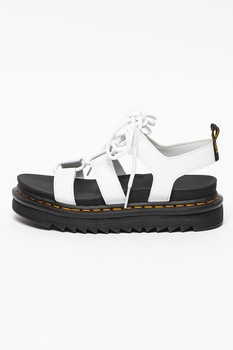 Dr. Martens, Sandale flatform din piele cu sireturi Nartilla, Alb, 6.5 Dr. Martens, Sandale flatform din piele cu sireturi Nartilla, Alb, 6.5