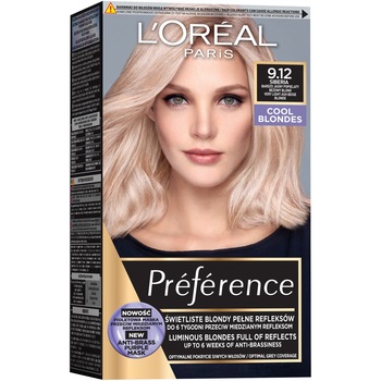 Vopsea de par permanenta cu amoniac L'Oreal Paris Preference 9.12 Siberia, 204 ml Vopsea de par permanenta cu amoniac L'Oreal Paris Preference 9.12 Siberia, 204 ml
