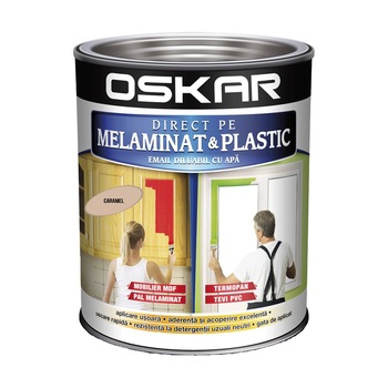 Vopsea Oskar Direct pe Melaminat si Plastic Bej Caramel 0.6l Vopsea Oskar Direct pe Melaminat si Plastic Bej Caramel 0.6l