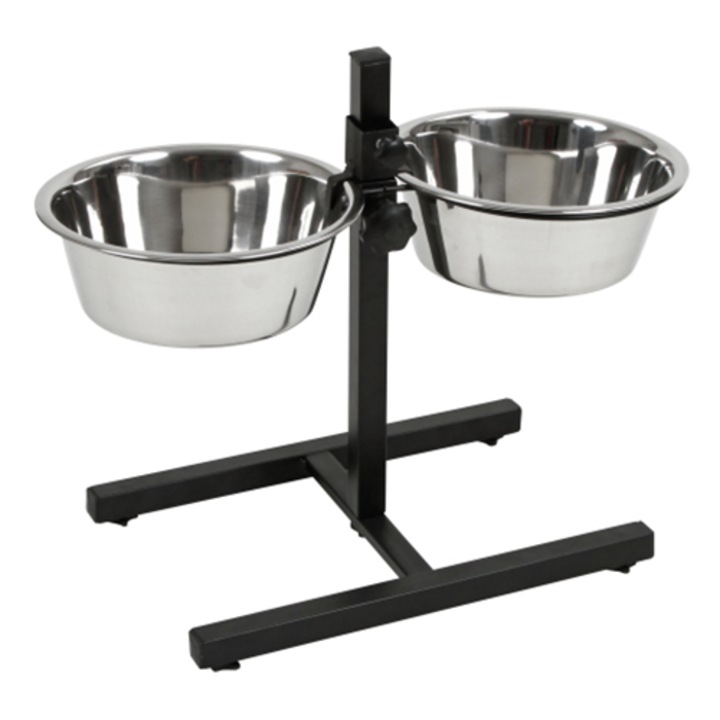 Set 2 boluri din inox, cu suport, pentru caini Kerbl, 43 cm, 2x1800 ml