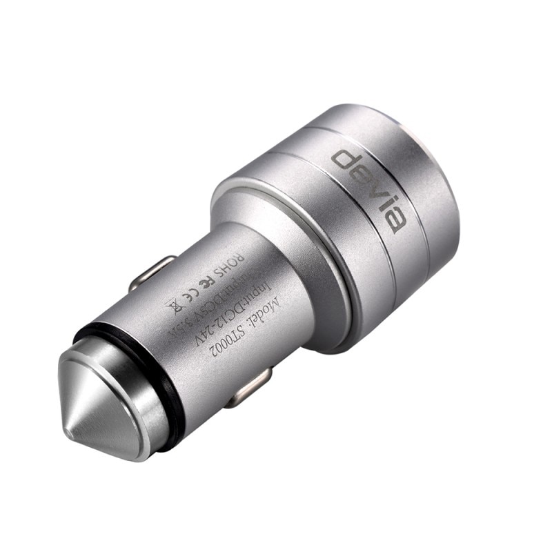 Incarcator auto Devia Battle, dual USB, 3.5A, Argintiu