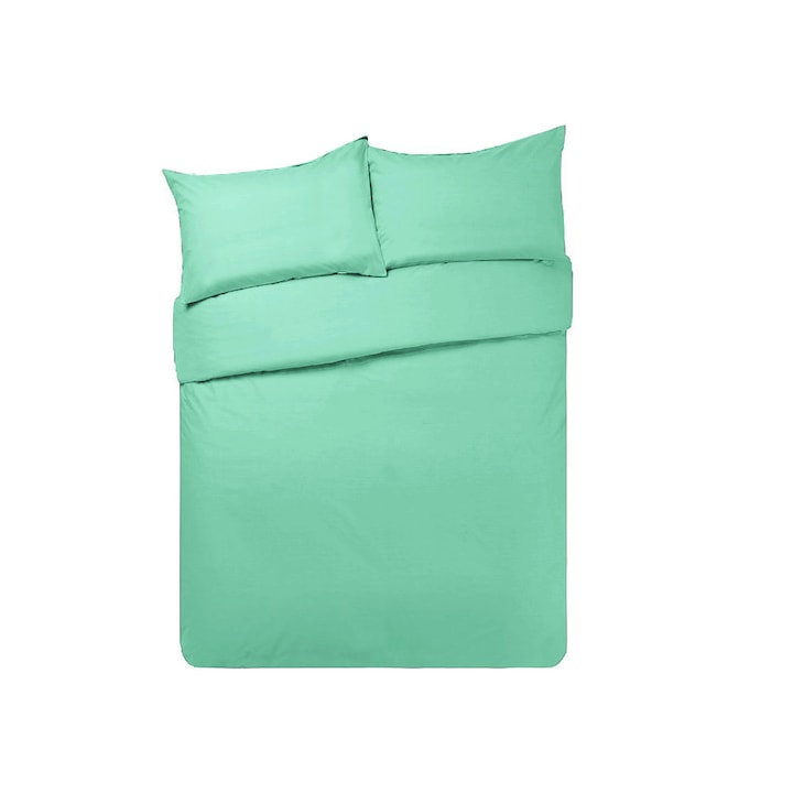Комплект спално бельо от 3 части, квадратен метър, патешко зелено, тюркоаз, състоящ се от плик за завивка 180/200 и 2 калъфки за възглавници 70/70