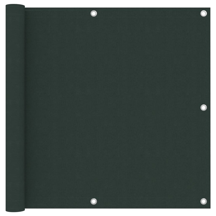 Paravan de balcon vidaXL, verde inchis, 90x600 cm, tesatura oxford, 1.2 kg