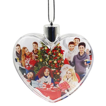 Set 5 Globuri insertie foto inima pentru brad, Createur, transparent Set 5 Globuri insertie foto inima pentru brad, Createur, transparent