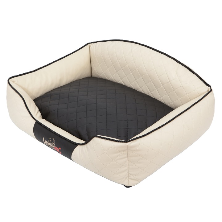 Kisállat ágy "Elite", HobbyDog, bézs/fekete, párna, Méret XL - 84x65 cm