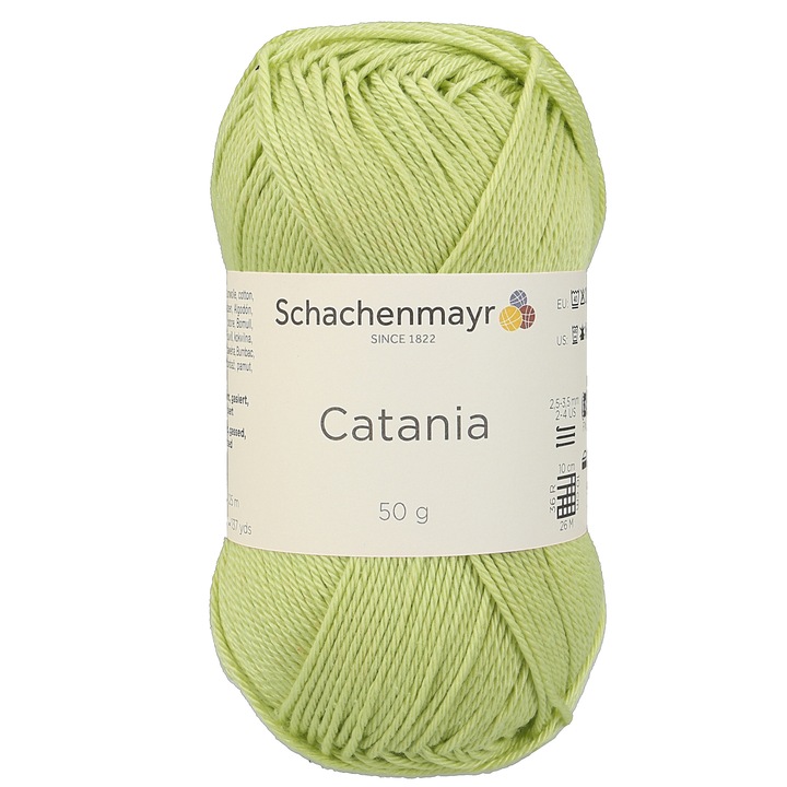 Fir Textil Smc Schachenmayr Catania 0392 pentru crosetat si tricotat, bumbac, verde lime 125 m