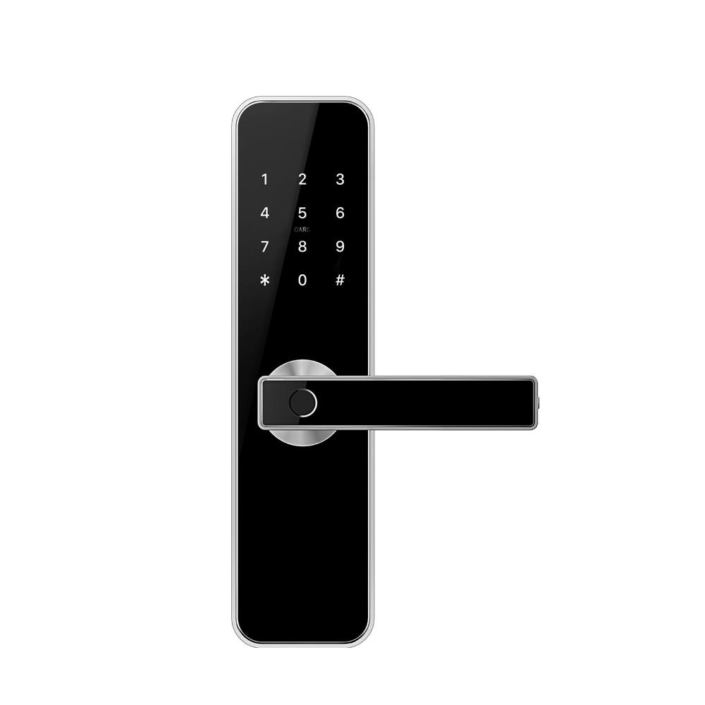 Incuietoare inteligenta smart cu aplicatie, amprenta, card, cod si cheie mecanica, broasca inclusa