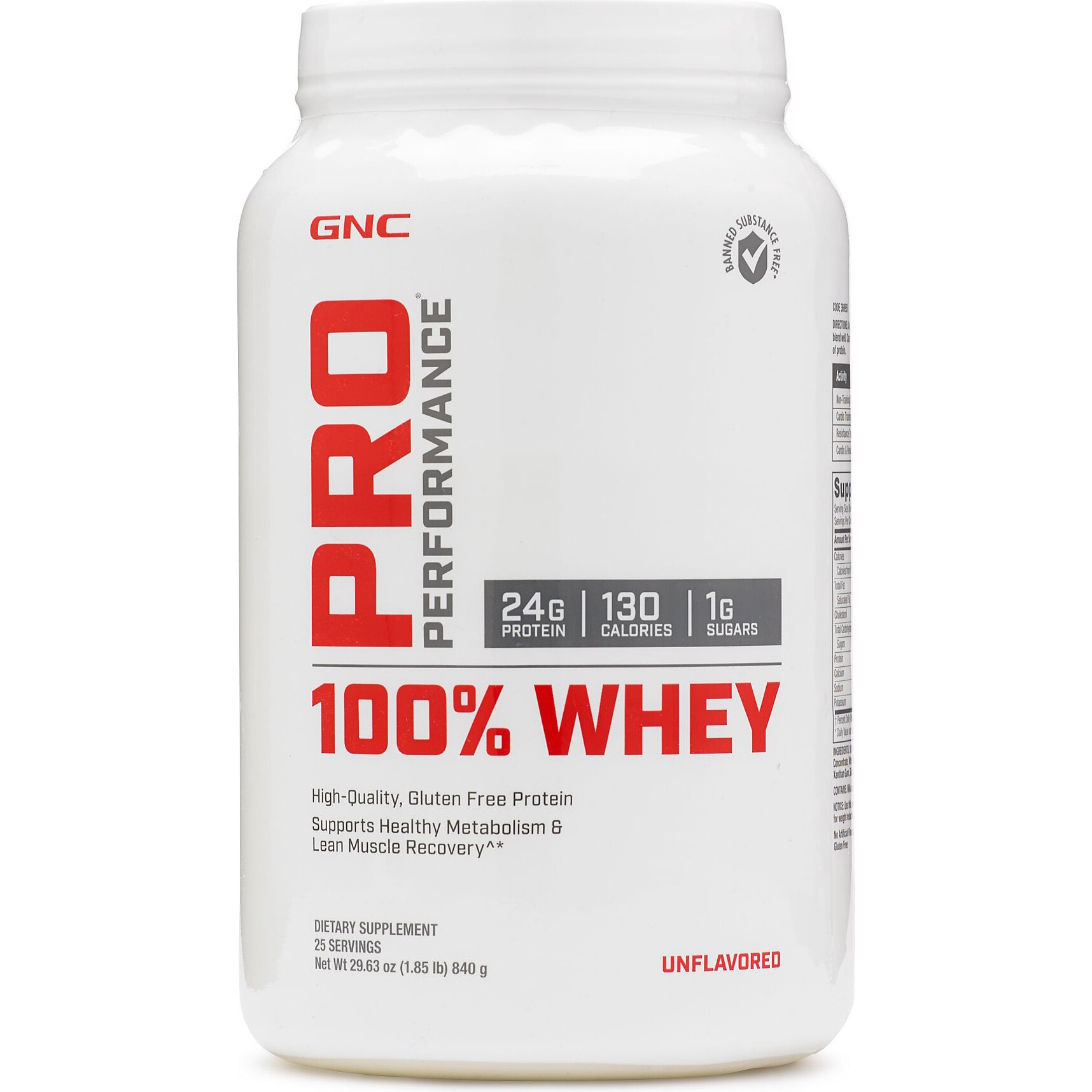 GNC Pro Performance® 100% Whey, Proteina din Zer, Fara Aroma, 840g