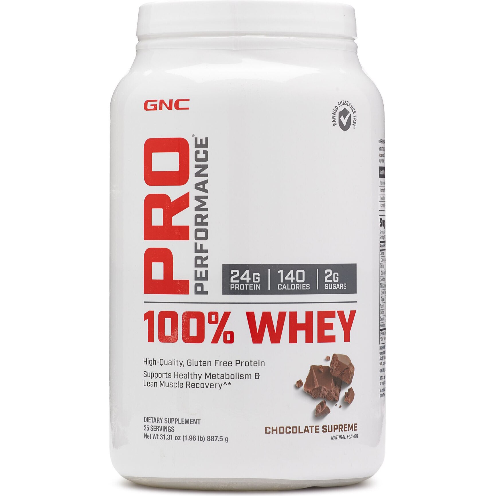 GNC Pro Performance® 100% Whey, Proteina din Zer, cu Aroma de Ciocolata, 887.5g