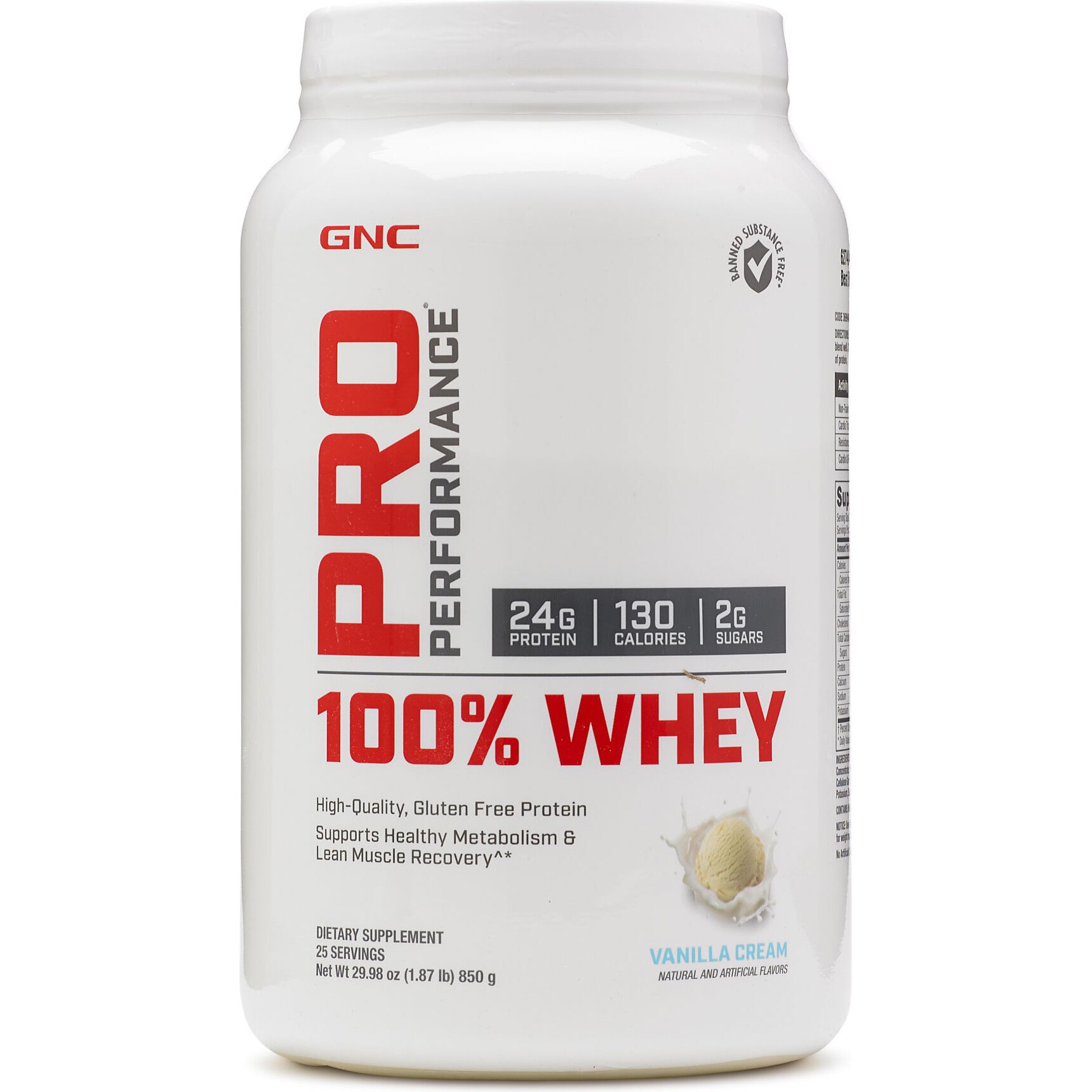 GNC Pro Performance® 100% Whey, Proteina din Zer, cu Aroma de Vanilie, 850 g