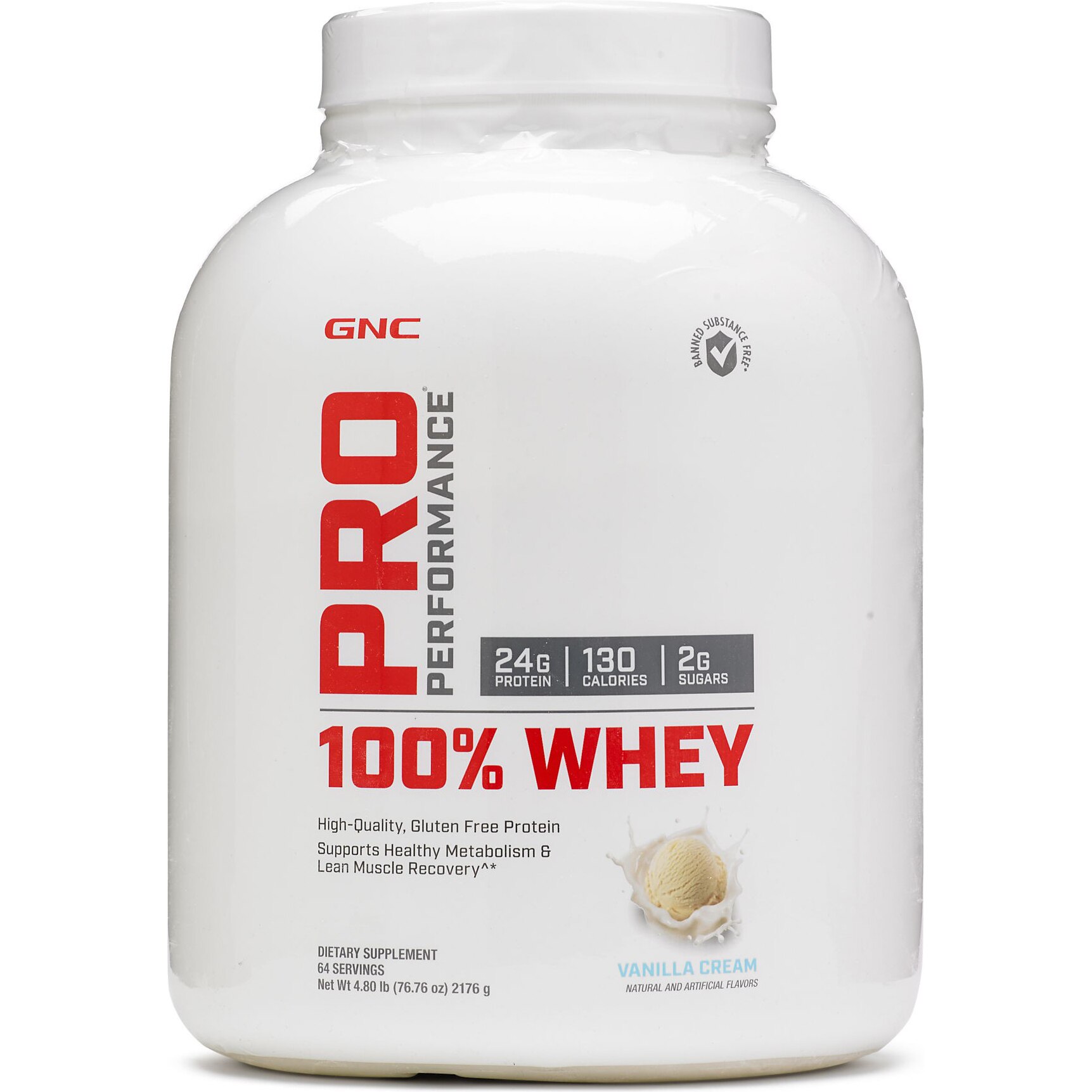 GNC Pro Performance® 100% Whey, Proteina din Zer, cu Aroma de Vanilie, 2176 g