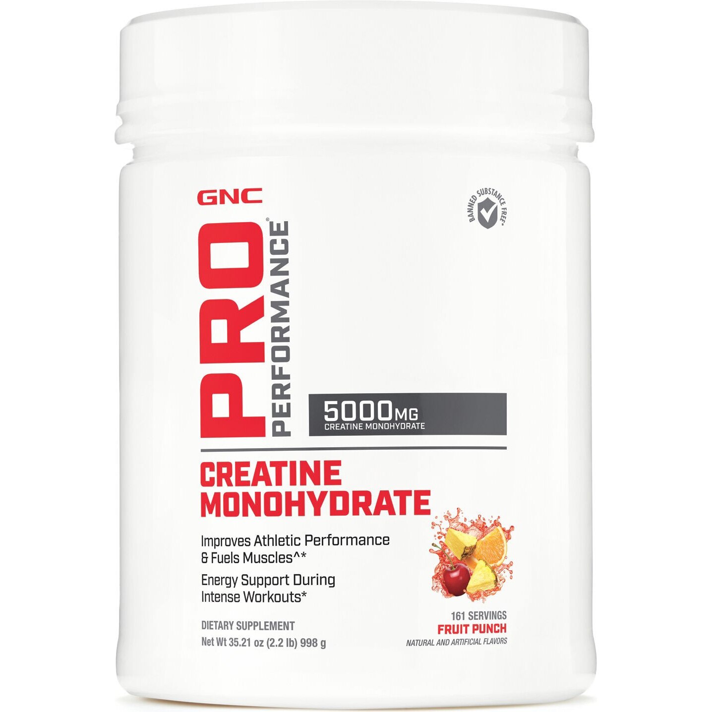 GNC Pro Performance® Creatine Monohydrate - Fruit Punch, Creatina Monohidrata 5000 mg, cu Aroma de Fructe, 998 g