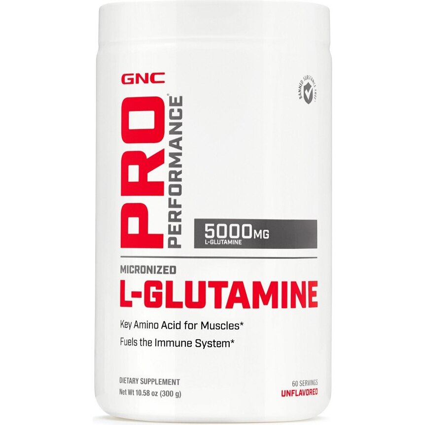 GNC Pro Performance® L-Glutamine, L-Glutamina 5000 mg, Fara Aroma, 300 g
